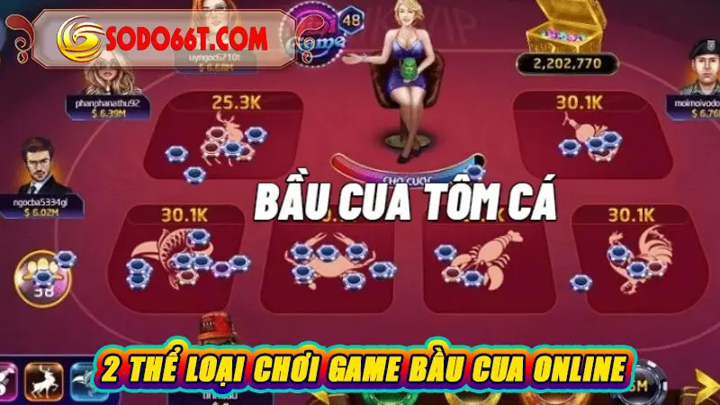2 thể loại chơi game Bầu cua online