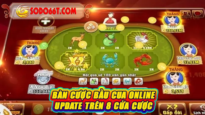 Bàn cược Bầu cua online update trên 8 cửa cược